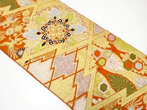 アンティーク　松皮菱に華紋織り出し袋帯（材料）